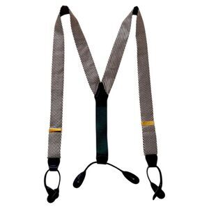 Vintage Polo Ralph Lauren Navy Suspenders Solid Brass Clasp Leather Button Tabs